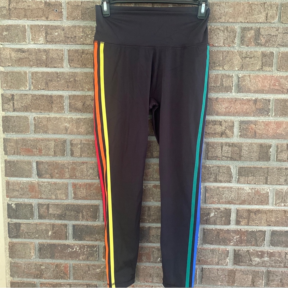 Women's Black Rainbow Stripe Leggings